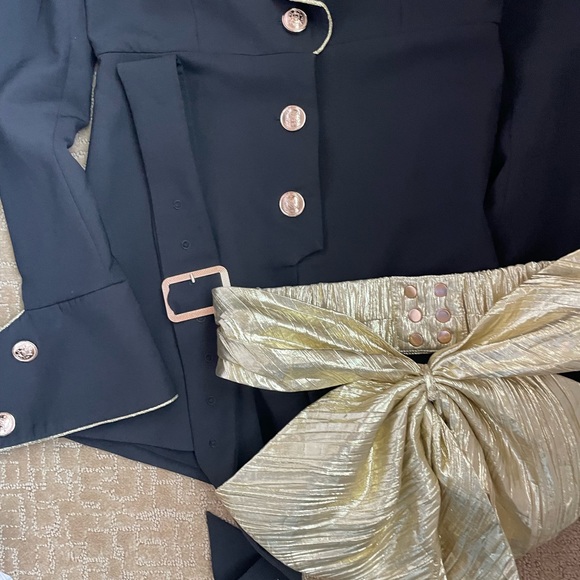 Marigold Shadow SAKAE BOW HIGH WAIST ROMPER $125 S - Picture 2 of 7